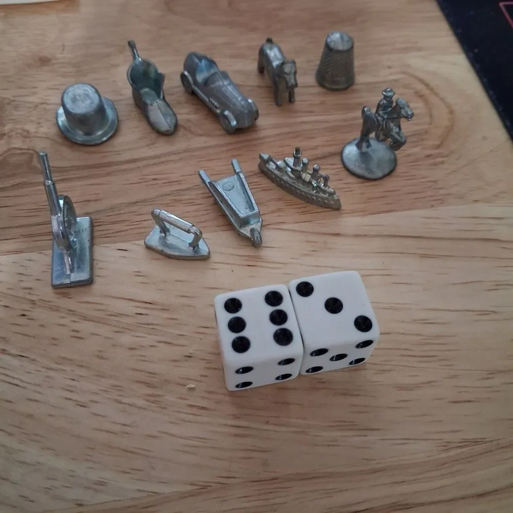 Monopoly Metal Token Lot 10 Pieces Horse Dog Cannon Racecar Ship Replacement